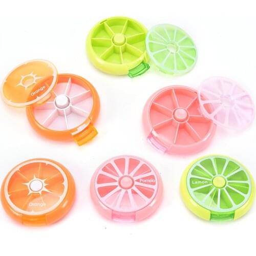 Travel Weekly Pill Box Splitters Outdoor Round Medicine Box 7-Day Rotating Pill Cases Tablet Dispenser Storage Container