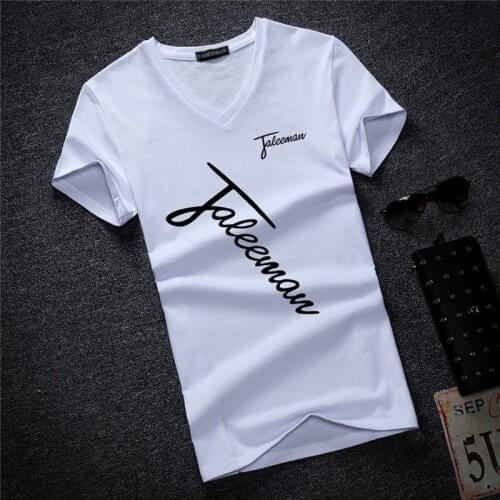 New Fashion Brand Mans T-shirt Printted Slim Short Sleeve T Shirt Men Tee Shirt V-Neck Cotton Casual T Shirts Plus Size S-5XL