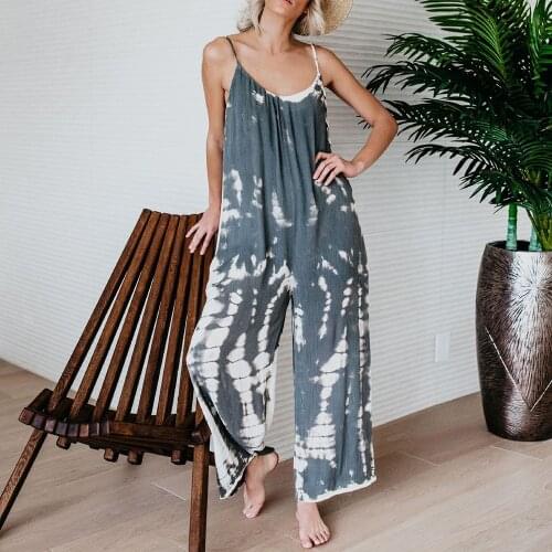 2021 New women jumpsuits cargo pants loose Long wide leg playsuits pants thin female bodysuits High Quality Sleeveless clothing