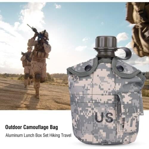 New 1000 ML Camouflage Cloth Army Green Plastic Sports Water Bottle Survival Kitchen And Home Kettle Outdoor Sports Water Bottle