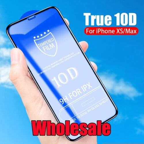 10pcs 10D Tempered Glass Full Glue Cover Protective Screen Protector Film For iPhone 12 Mini 11 Pro Max XS XR X 8 7 6 Plus SE