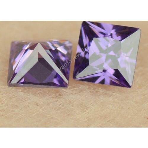 Sale 1.5*1.5~12*12mm 5A Light Purple Red Square Shape Princess Cut Cubic Zircon Stone Loose CZ Lab Grown Gems For Jewelry