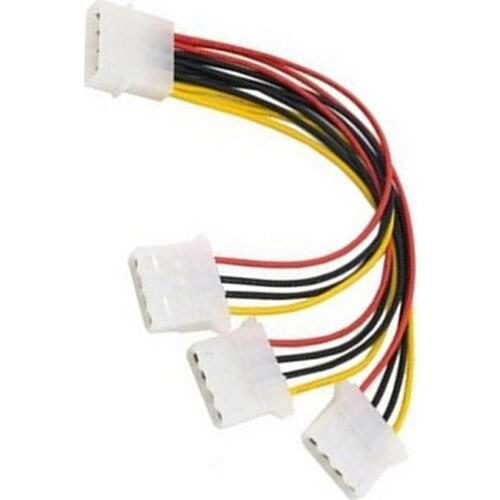 1pcs 4 Pins Molex Male to 3 Port Molex Ide Female Power Splitter Computer Adapter 4 Pins Ide Power Cable Connecting Supplies