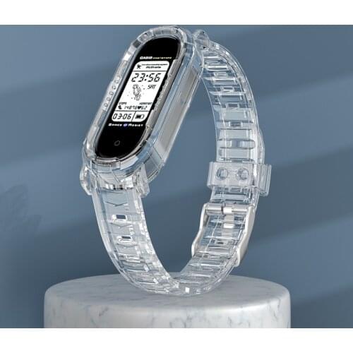 Strap for Xiaomi Rubber One-piece Glacier Transparent Electronic Wind Watchband Waterproof For Mi3 4 5 6 NFC Universal Strap