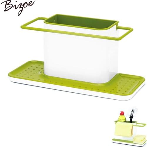 Self Draining Sink Aid Organizer Brush Sponge Cleaning Cloth Holder Kitchen Storage Draining Rack Black Green