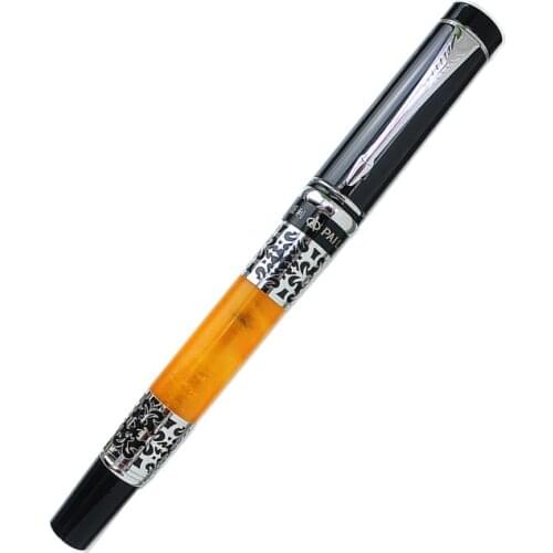 Silver flower carved glass fountain pen roller Roller Pen art curved nib fountain School office writing supplies