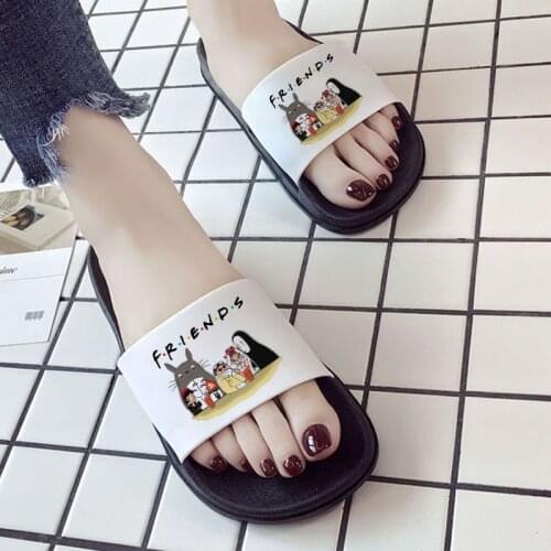 Totoro cartoon printed Ladies Slippers 2021 New Fashion Summer Slide Sandals Harajuku Female Beach Shoes Slippers
