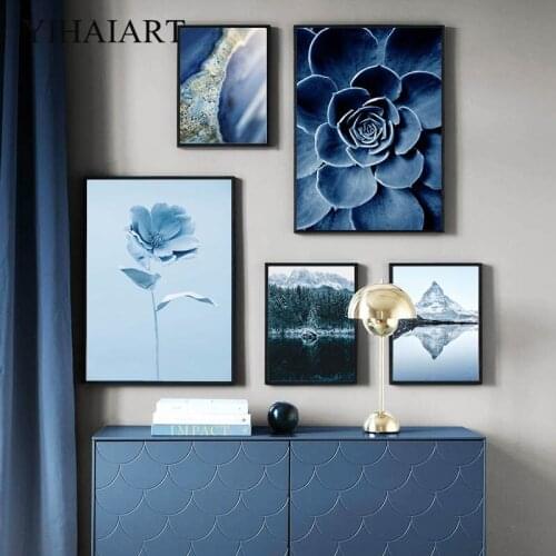 Scandinavian Winter Mountain Landscape Canvas Print Painting Abstract Poster Flower Wall Art Picture Nordic Style Home Decor