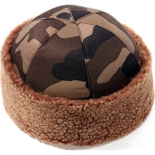 Yagmur Proof Camo with Furs Inside Outdoor Coffee Lamb Woolen Hat, Börk