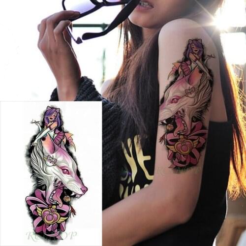 Waterproof Temporary Tattoo Sticker cartoon dragon fighting girl Tatto colour Tattos Flash Tatoo Fake Tattoos for Men Women