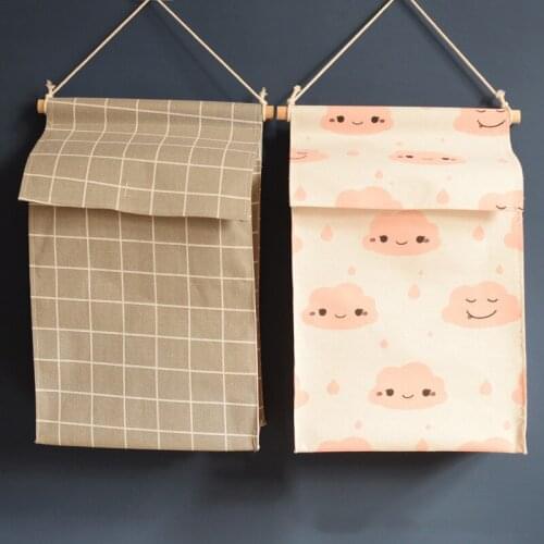 Waterproof Bathroom Organizer Cooton Linen Underwear Storage Bag Student Books Sundries Storage Contanier Door Wall Hanging Bag