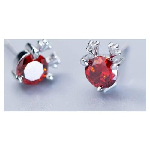 MloveAcc High Quality Cubic Zirconia 925 Sterling Silver Lucky Deer Stud Earrings for Women Party Shining Elegent for Lady