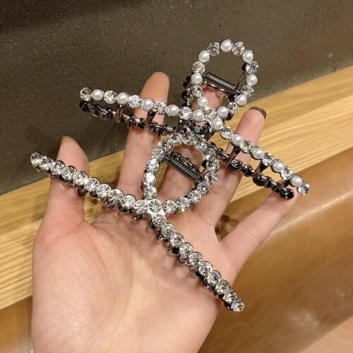 Hair clip female rhinestone pearl hair clip simple metal temperament hair scratch plate hair scratch back head hairpin new