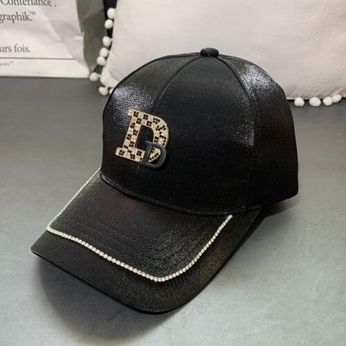 Hat for Women 2021 Summer New Brand D Letter Silk Satin Womens Baseball Cap Diamond-studded Adjustable Girl Caps
