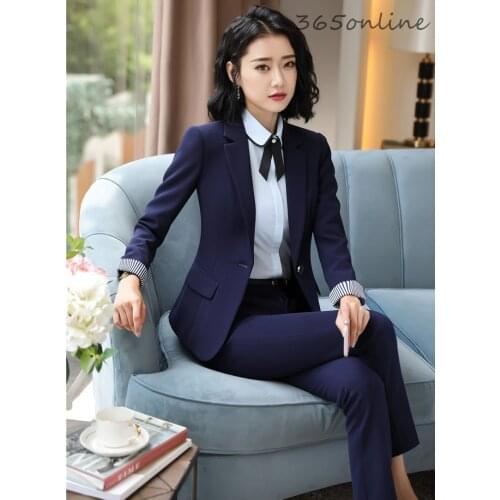 Fashion Patchwork Novelty Uniform Styles Women Business Suits Autumn Winter Ladies Office Work Wear Blazers Sets Pantsuits