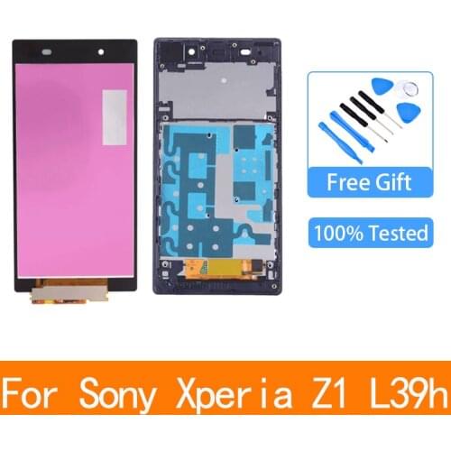 Original Display For Sony Xperia Z1 L39H L39 C6902 C6903 C6906 LCD Display Touch Screen Digitizer Assembly with frame