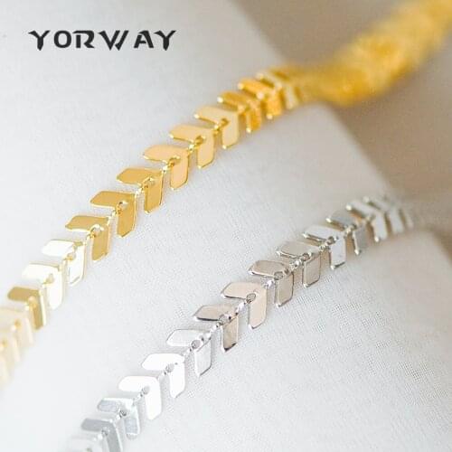 1 Meter, Gold/ Silver Chevron Chains 6.3mm, Real Gold/ Rhodium Plated Brass Fishbone Arrow Chain, Lead Nickel Free (#LK-156)