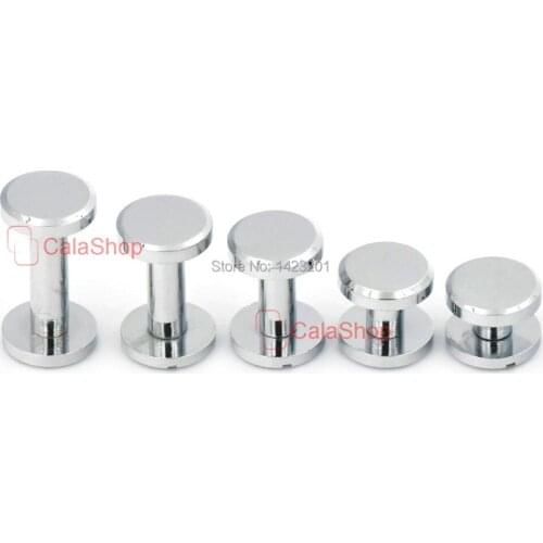 100 Sets / Lot Solid Brass Button Stud Screw nail Plane Screwback Leather Belt Chrome Leather Crafts DIY Wholesale