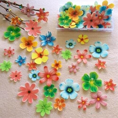 100pcs Butterfly Flowers Edible Glutinous Rice Paper Cake Cupcake Toppers Cake Baking Decoration Birthday Wedding Cake Tool
