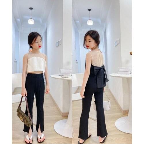 2021 Korea style girls bow shirt fashion summer girls blouse 3-8t B293