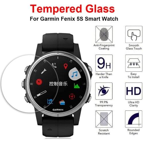 3PCS 9H Tempered Glass for Garmin Fenix 5S Sport SmartWatch Screen Protector Film 2.5D Anti-scratch Protective Film