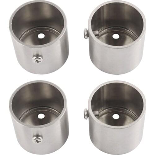 Stainless Steel Cylinder Shape Closet Rod Bracket Flange Lever Support Holder Hangers 4pcs