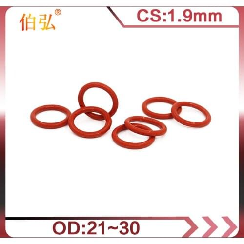 5PCS/lot Red Silicon O-Ring Silicone/VMQ 1.9mm Thickness OD21/22/23/24/25/26/27/28/29/30mm Rubber O Ring Seal Gasket Ring Washer