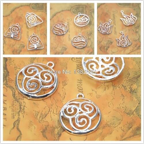 5pcs/lot Silver tone The Last Airbender charm halloween charm pendants 4 Nations 30mm
