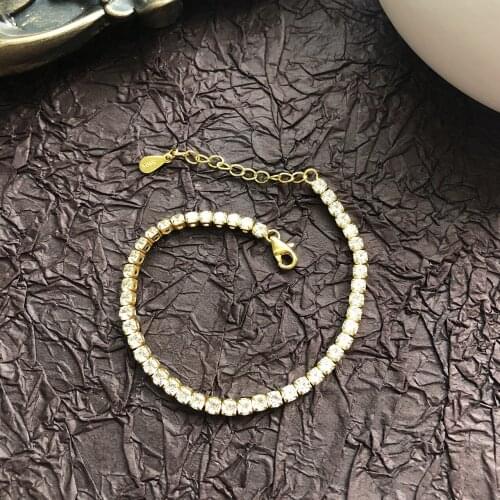 925 Sterling Silver Jewelry Set Simple Shiny Zircon Necklace Bracelet Fashion Wedding Womens Jewelry Set