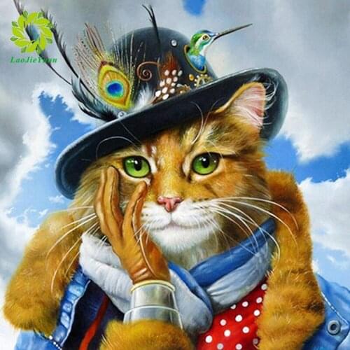 Full Square/Round Drill 5D DIY Diamond Painting "Cat gentleman" Embroidery Cross Stitch 5D Home Decoration Gift