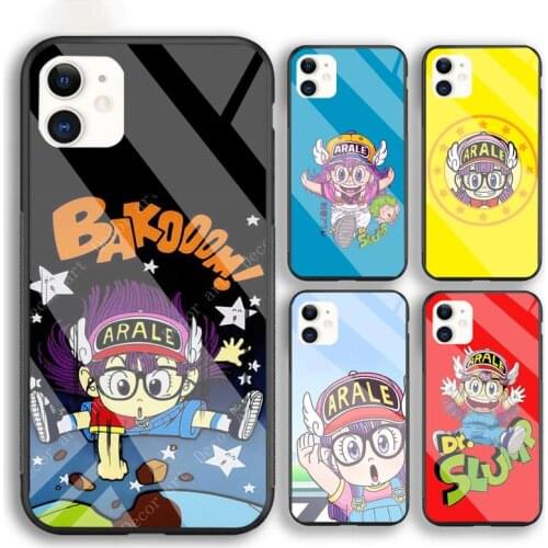 Anime Dr Slump Arale Phone Case For Iphone 6 6s 7 8 Plus XR X XS XSmax 11 12 Pro Mini Max Tempered Glass