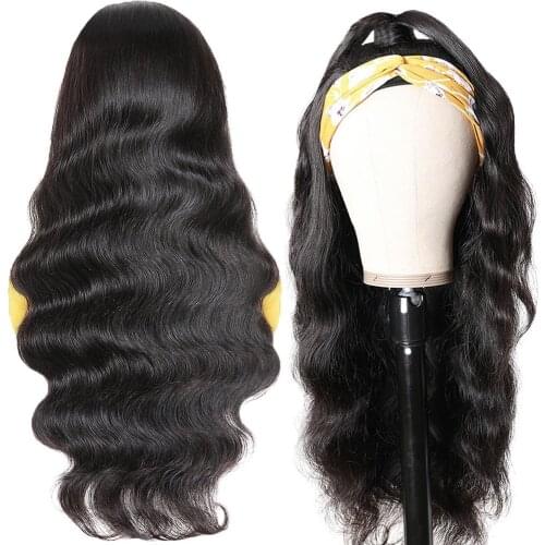 BLG Headband Wig Human Hair Body Wave Headband Wig Human Hair Wigs For Black Women Hair Scarf Wigs Remy Hair Machine Made Wig