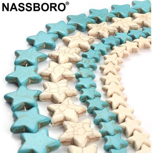 12/15/20/25/35mm Star Howlite White Blue Natural Stone Beads For Jewelry Making Diy Bracelet Necklace Spacer Loose Bead Handmade