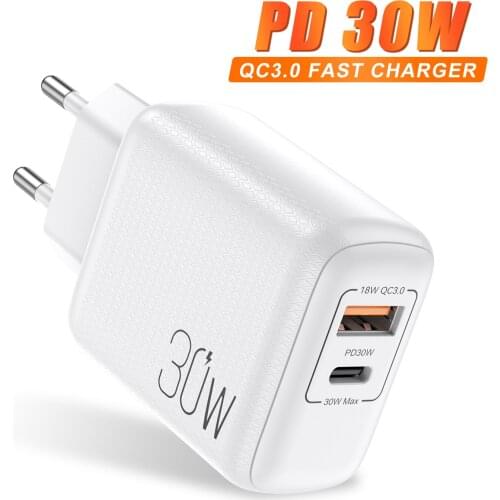 Quick Charge PD 30W 3.0 QC PD Phone Charger QC3.0 PD3.0 USB Type C Fast Charger For iPhone 12 Pro Max Xiaomi Samsung iPhone 11