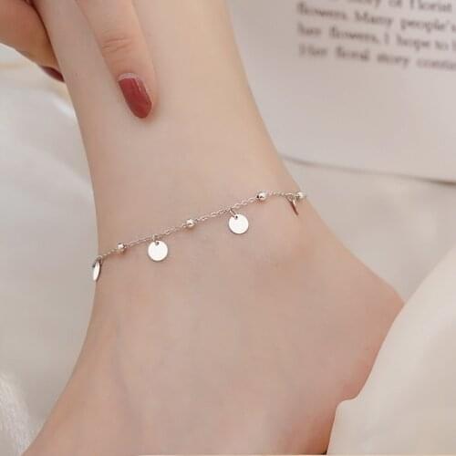 925 Sterling Silver Tassel Round Bead Pendant Link Chain Anklet Party Jewelry for Women Party Jewelry Accessories sl202