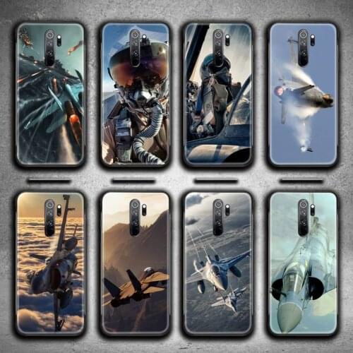 Fighter Pilot F16 Aircraft Phone Case for Redmi 9A 9 8A 7 6 6A Note 10 9 8 8T Pro Max K20 K30 Pro