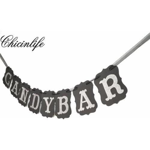 Chicinlife 1Set Paper Candy Bar Wedding Banner Signs Decoration bridal Shower Bunting Garlands Birthday Buffet Party Supplies
