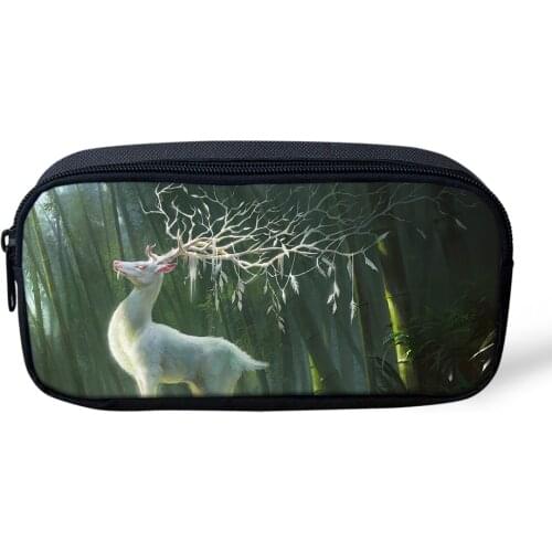 HaoYun Fashion Kids Pencil Case Fantasy Deer Print Pattern Students Stationery Box Cartoon Animal Design Childrens Pen Bags