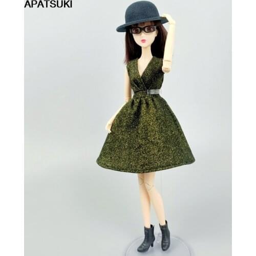 Fashion Outfits Clothes Set for Barbie Dolls Dress Glasses Hat Evening Party Gown Dollhouse 1/6 BJD Doll Accessories Kids Toy