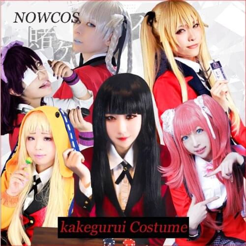 Kakegurui Compulsive Gambler Runa Yomozuki Kakegurui Anime Cosplay Costume Runa Yomozuki Coat Jabami Yumeko Cosplay Costume Wigs