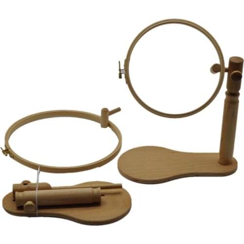 21cm Round Wooden Embroidery Hoop Frame Stand Rack Holder Cross-stitch Rotatable Adjustable Craft DIY Tools Sewing Accessories