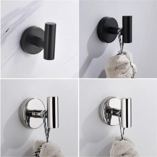 Towel Hook Adhesive Anti-rust Towel Hanger Stainless Steel Storage Hook Clothes Robe Rack Bathroom Accessory For Hotel Bedroom