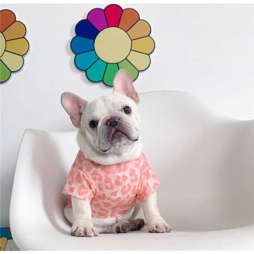 Fashion Leopard Pet Dog Summer T-shirt Vest Puppy Clothes Costume For Small Medium Dogs French Bulldog Pug Schnauzer Corgi WLC01