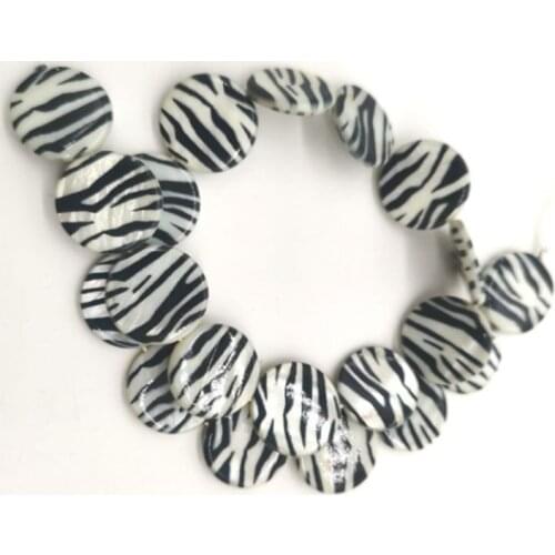 Fashion Natural Zebra Pattern Round Shell Beads DIY Handmade Loose Shell Beads 20MM xsb159