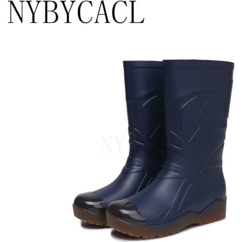Mens Winter Footwear Waterproof Mid-Calf PVC Rain Boots Water Shoes Man Wellies Work Safety Rainboots Rubber shoes men galoshes