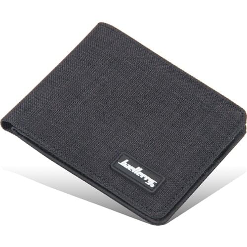 Mens short lining leather wallet, external canvas, multi-card slots, coin purse, open zipper wallet, document bag