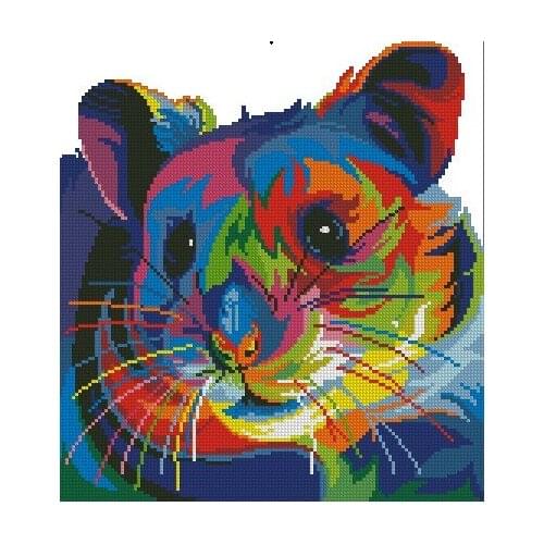 12-Rainbow Series-Rat 34-36 cross stitch kits single color simple aida fabric white canvas cotton thread embroidery