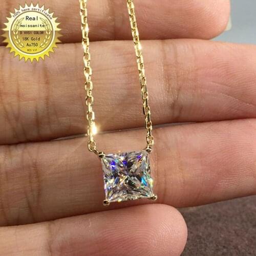 Solid Au750 18K gold Necklace 2ct moissanite Diamond DVVS color With national certificate 001