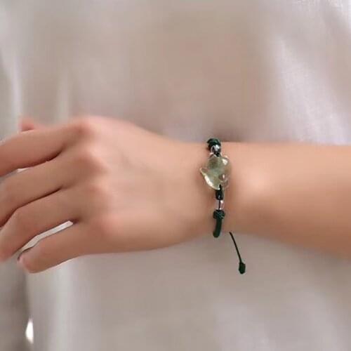 Wholesale Green ghost Stone Bracelets Hand Waved Round Beads With Fox Bracelets Lucky for Women Girl Fashion Jewelry