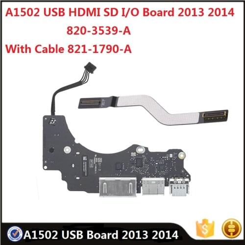 Genuine A1502 USB Power Audio Board DC Jack 820-3539-A For Macbook Pro Retina 13" 2013 2014 Reader I/O Board Cable 821-1790-A